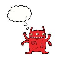 cartoon alien monster with thought bubble N8