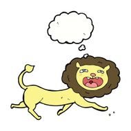cartoon lion with thought bubble N13