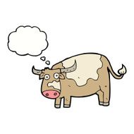 cartoon cow with thought bubble N31