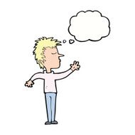 cartoon dismissive man with thought bubble N9