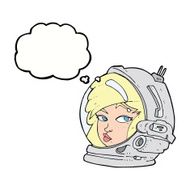 cartoon female astronaut with thought bubble N24