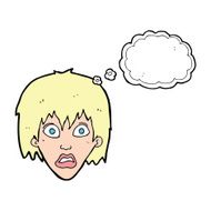 cartoon frightened woman with thought bubble N24