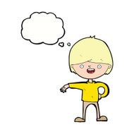 cartoon happy man with thought bubble N369