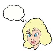 cartoon pretty woman with thought bubble N224