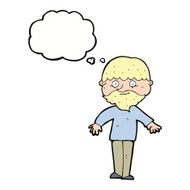 cartoon happy man with thought bubble N370