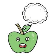 cartoon apple with thought bubble N30
