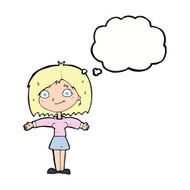 cartoon happy girl with thought bubble N77