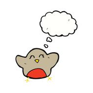 cartoon robin with thought bubble N16