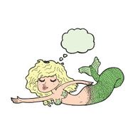 cartoon mermaid with thought bubble N55