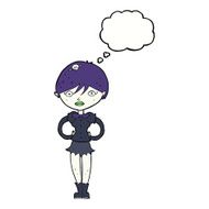 cartoon pretty vampire girl with thought bubble N25
