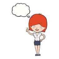 cartoon woman with idea thought bubble N208