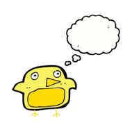 cartoon bird with thought bubble N233