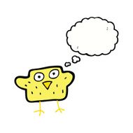 cartoon bird with thought bubble N234