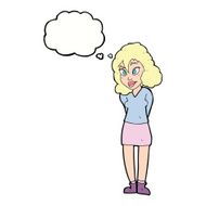 cartoon confused woman with thought bubble N69