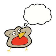 funny cartoon robin with thought bubble N7