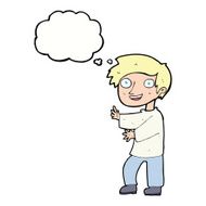 cartoon excited boy with thought bubble N124