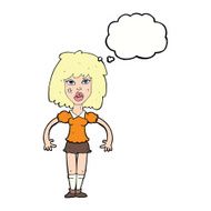 cartoon girl fight with thought bubble N9
