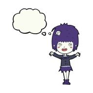 cartoon happy vampire girl with thought bubble N31