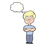 cartoon happy man with thought bubble N372