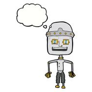 funny cartoon robot with thought bubble N37