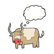 cartoon bull with thought bubble N20