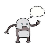 funny cartoon robot with thought bubble N38