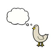 cartoon bird with thought bubble N236
