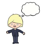cartoon happy man with thought bubble N373