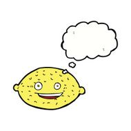 cartoon lemon with thought bubble