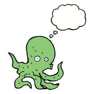 cartoon octopus with thought bubble N25