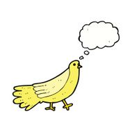 cartoon bird with thought bubble N237