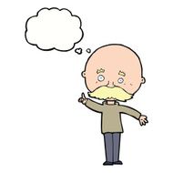 cartoon bald man with idea thought bubble N17