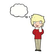 cartoon friendly man with thought bubble N16