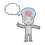 funny cartoon robot with thought bubble N39