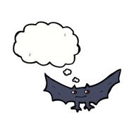 cartoon spooky vampire bat with thought bubble N5