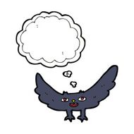 cartoon spooky vampire bat with thought bubble N6