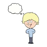 cartoon happy boy with thought bubble N189