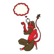 cartoon traditional devil with thought bubble N7