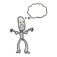 cartoon funny robot with thought bubble N63