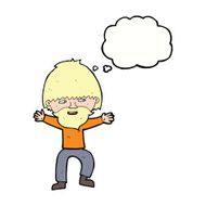 cartoon happy man with beard thought bubble N33