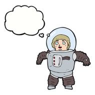 cartoon space man with thought bubble N16