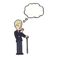 cartoon shocked gentleman with thought bubble N9