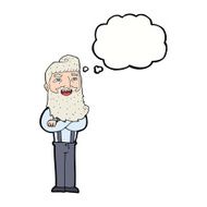 cartoon happy man with beard thought bubble N34
