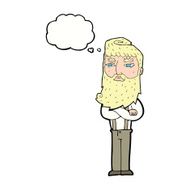 cartoon serious man with beard thought bubble N17