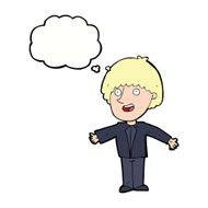 cartoon happy man with thought bubble N374
