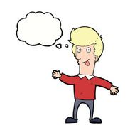 cartoon man sticking out tongue with thought bubble N24
