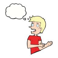 cartoon stressed man with thought bubble N57