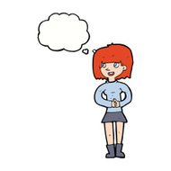 cartoon friendly woman with thought bubble N57