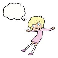 cartoon crazy excited girl with thought bubble N9