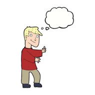 cartoon happy man with thought bubble N375